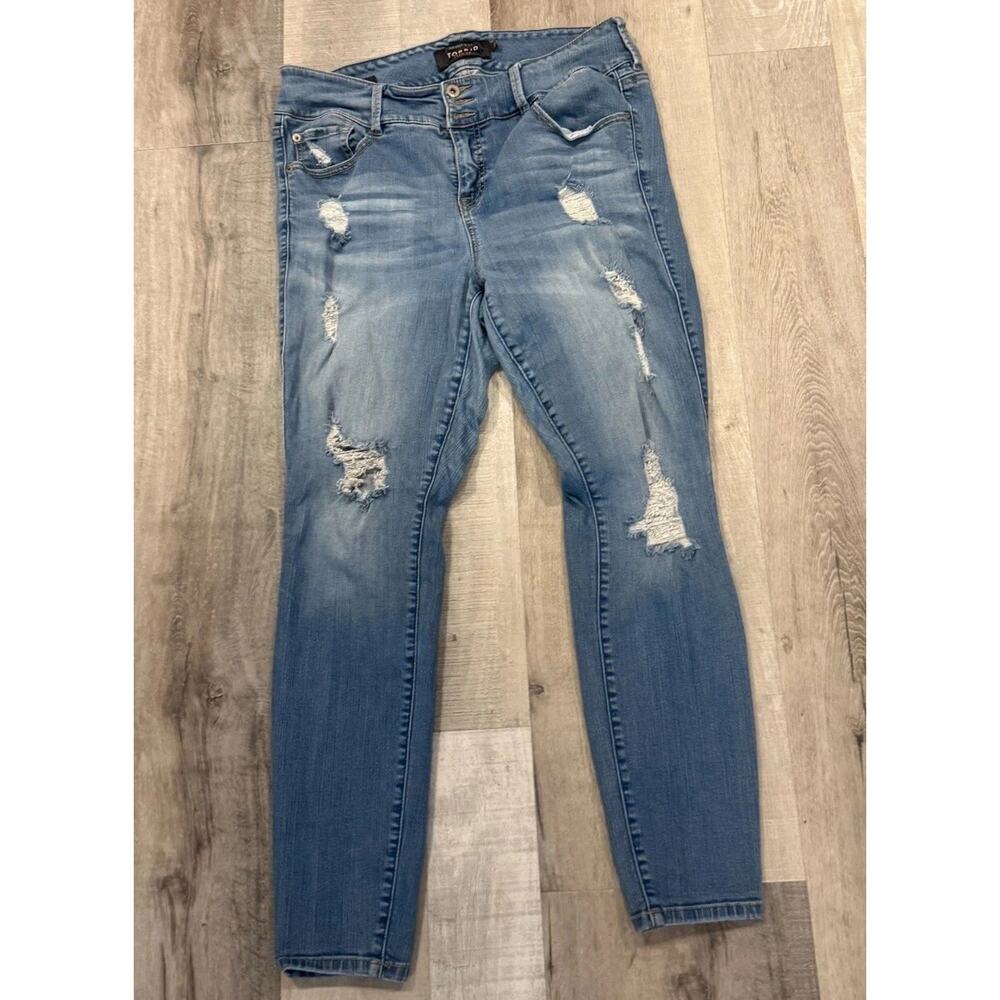 Torrid Premium Jegging Jeans Womens 16 R Blue Denim Distressed 5-Pocket Design